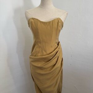 Elegant Gold Strapless Dress
